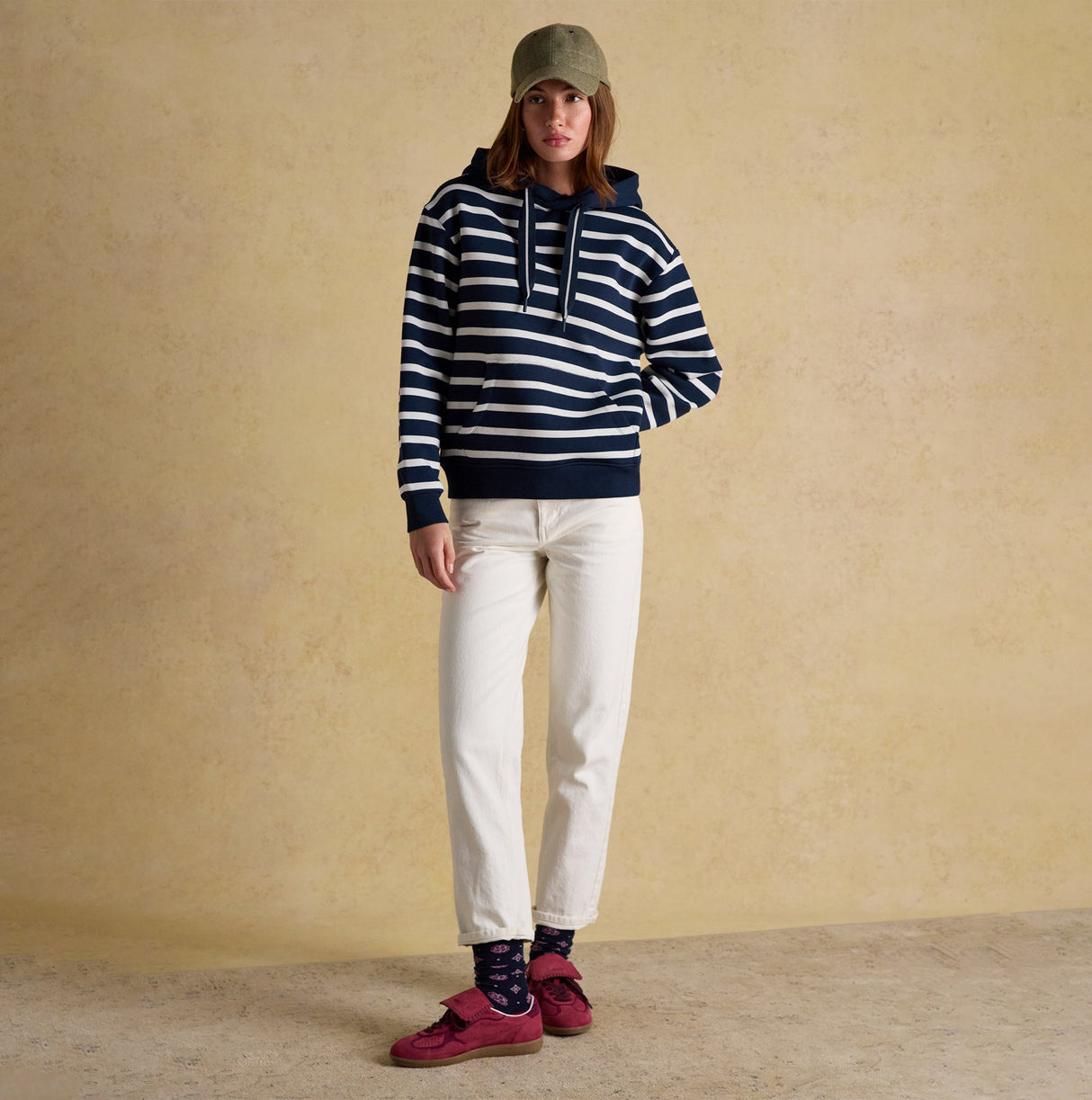 Joules MILBOURNE Womens Hoodie Navy/White Stripe