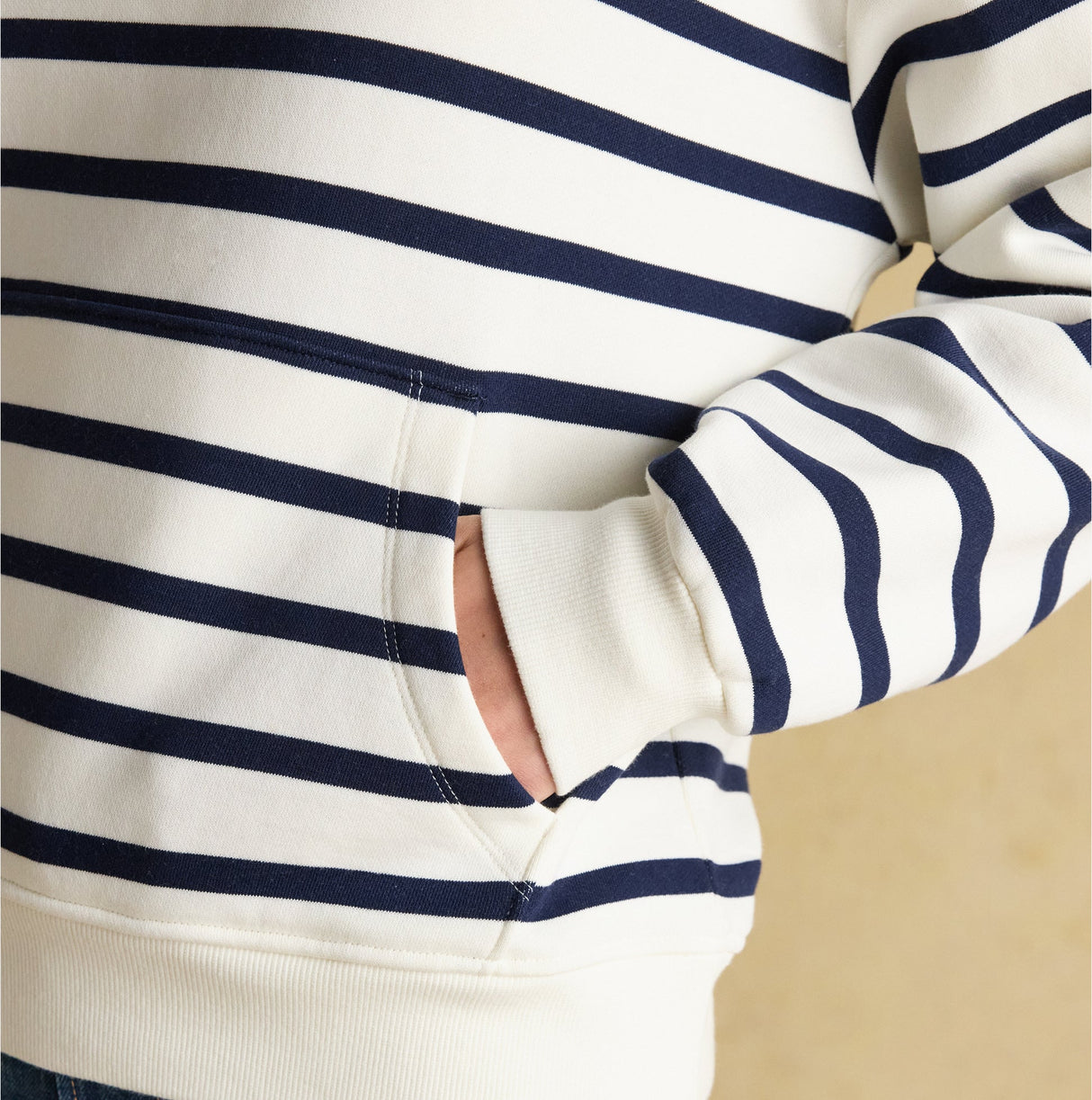 Joules MILBOURNE Womens Hoodie Cream/Navy Stripe