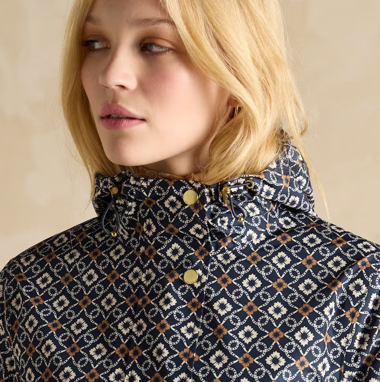 Joules Holkham Womens Waterproof Packable Raincoat With Hood Navy