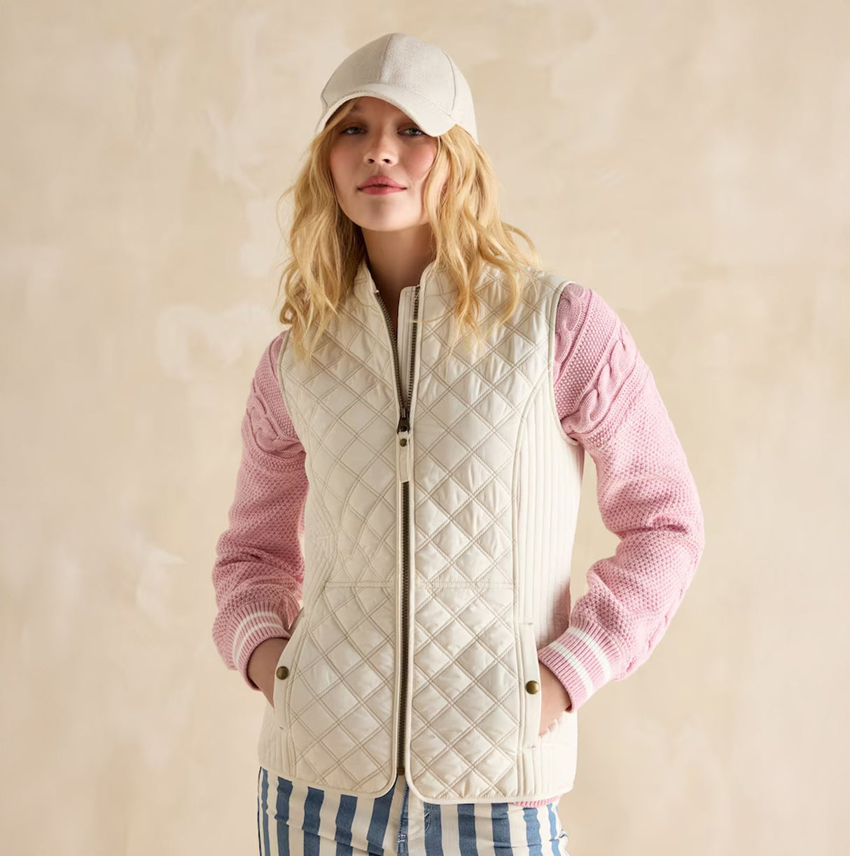Joules MINX Womens Showerproof Quilted Gilet Cream