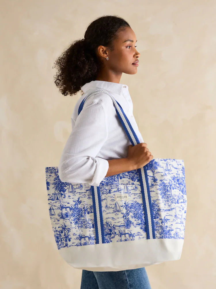 Joules PROMENADE Womens Tote Bag Blue Toile