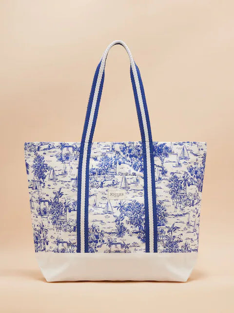 Joules PROMENADE Womens Tote Bag Blue Toile