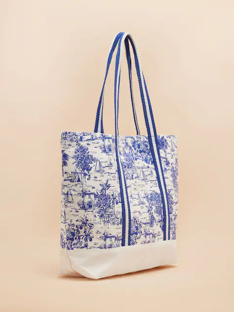 Joules PROMENADE Womens Tote Bag Blue Toile