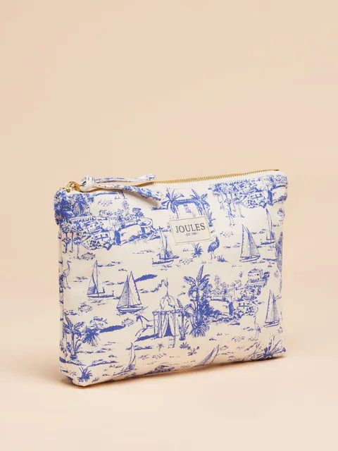 Joules CARRYWELL Womens Pouch Blue Toile