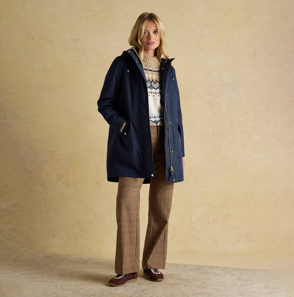 Joules PORTWELL Waterproof Hoodie Raincoat With Adjustable Waist Navy