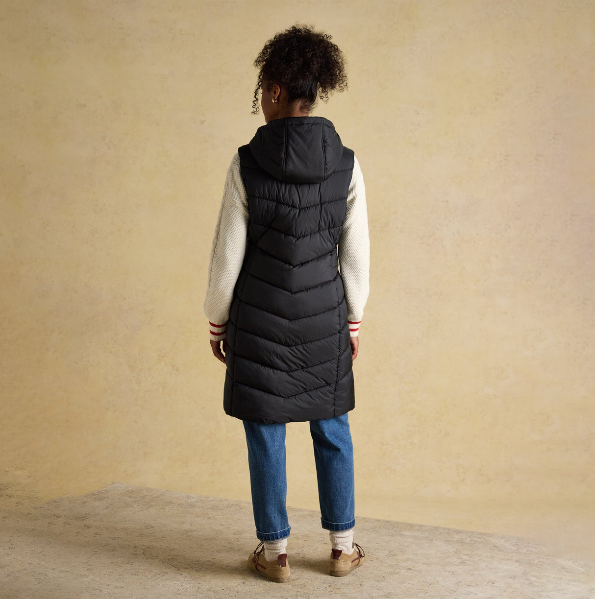 Joules MOORSDALE Womens Longline Showerproof Padded Gilet Black