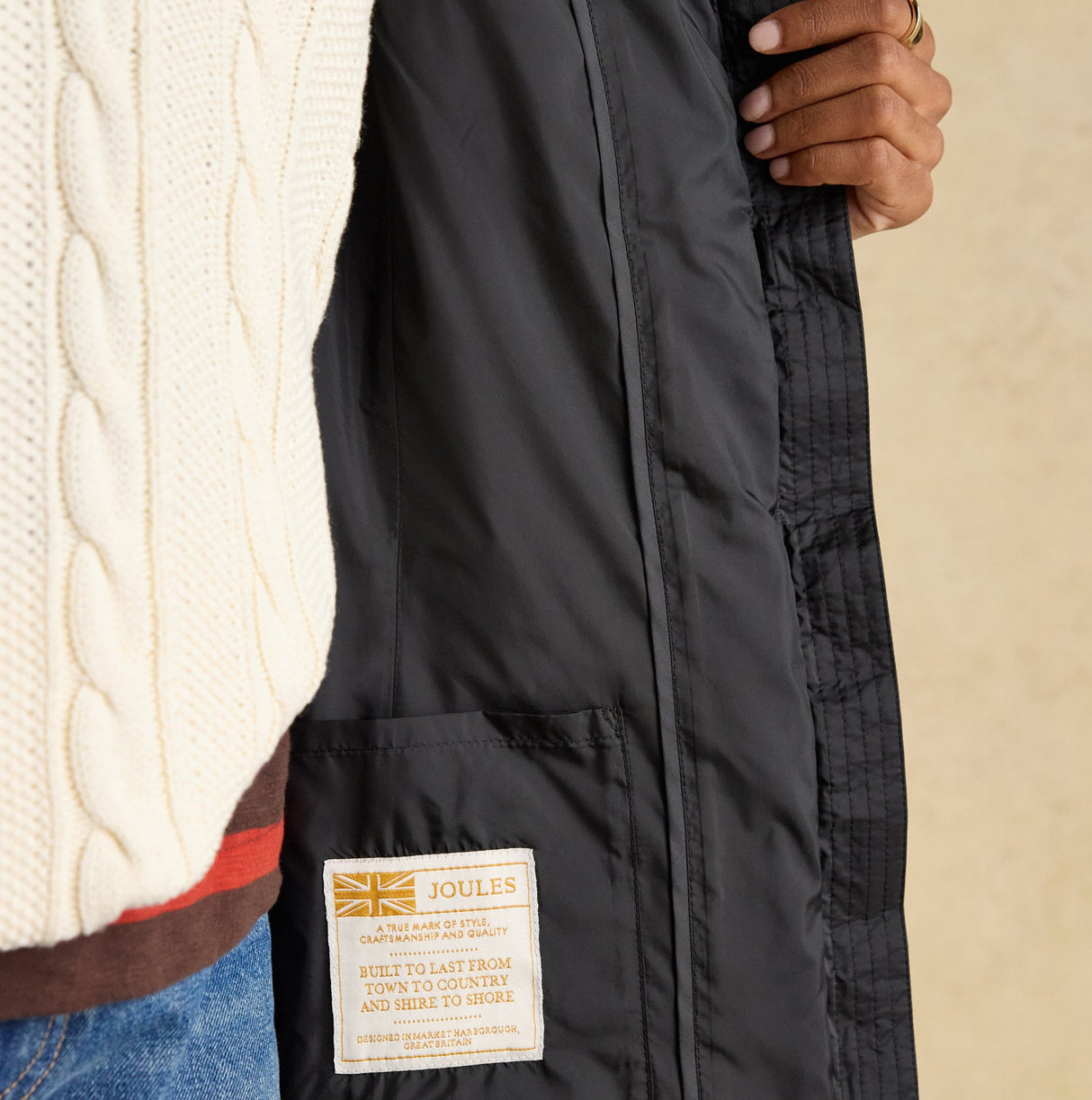 Joules MOORSDALE Womens Longline Showerproof Padded Gilet Black