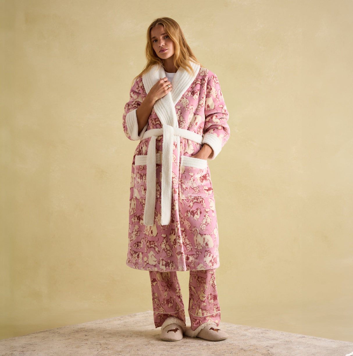 Joules MATILDA Womens Night Gown Pink Dogs
