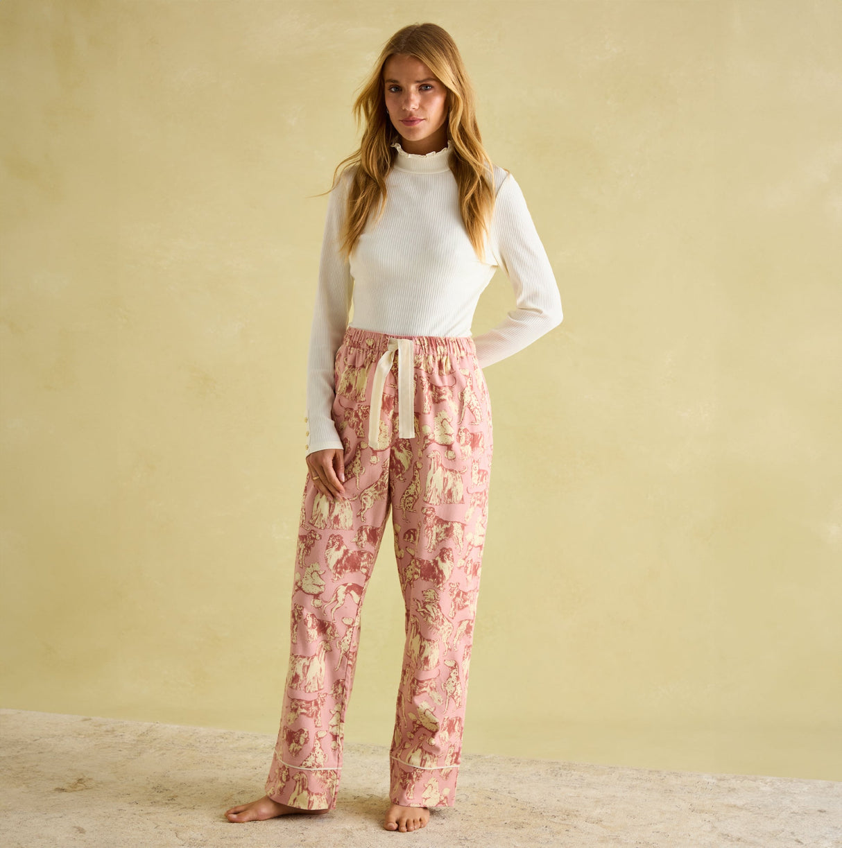 Joules STELLA Womens Pyjama Bottoms Pink Dogs