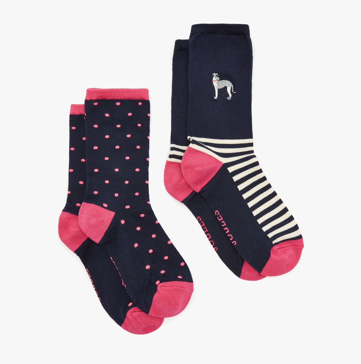 Joules EVERYDAY 2-Pack Womens Socks Navy Dog