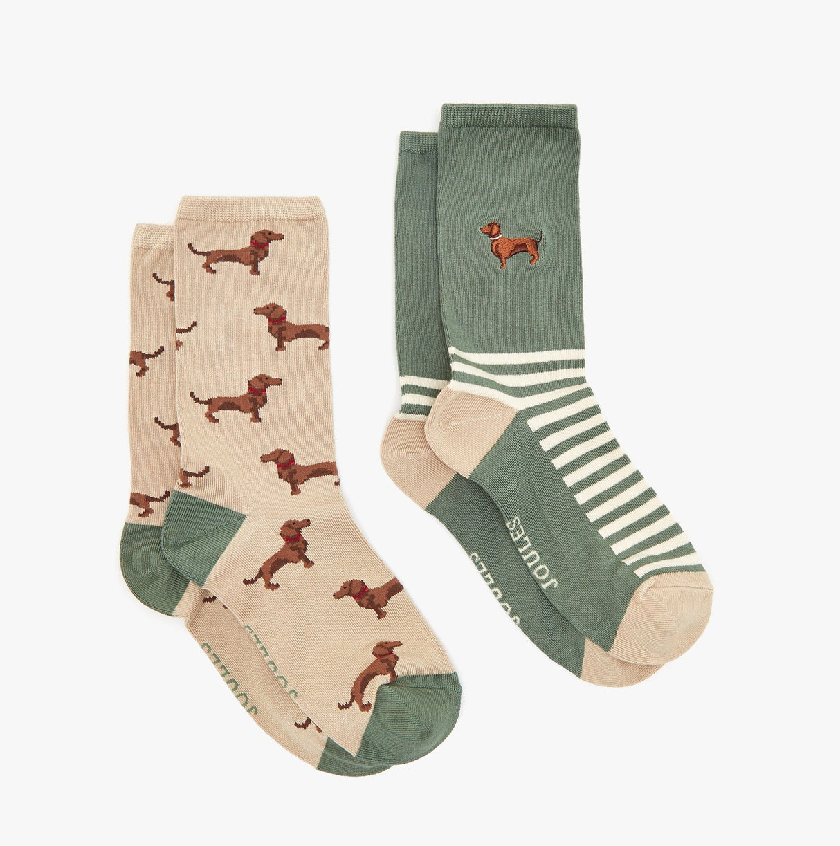 Joules EVERYDAY 2-Pack Womens Socks Green Dog