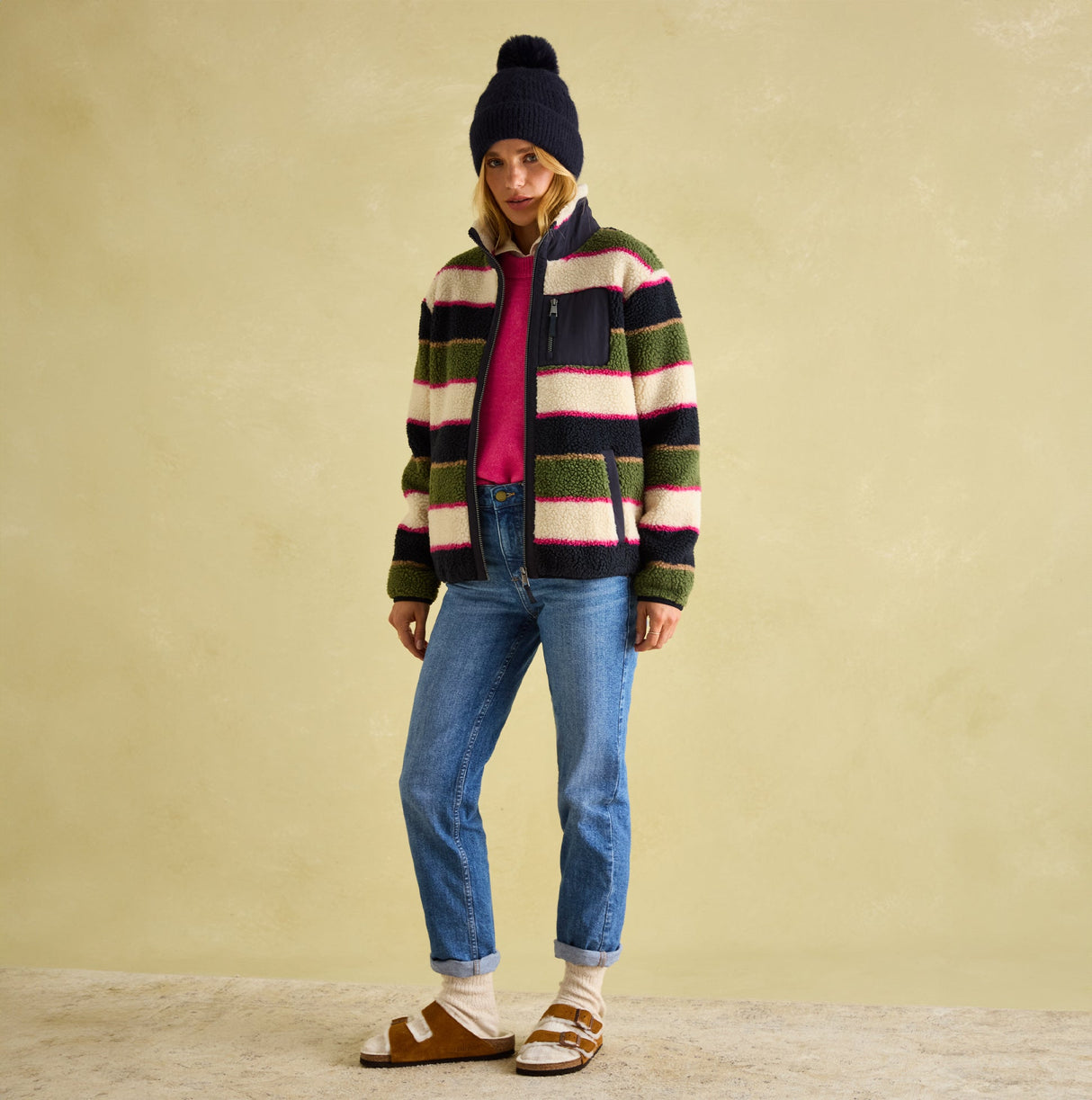 Joules EFFIE Womens Knitted Bobble Hat Navy