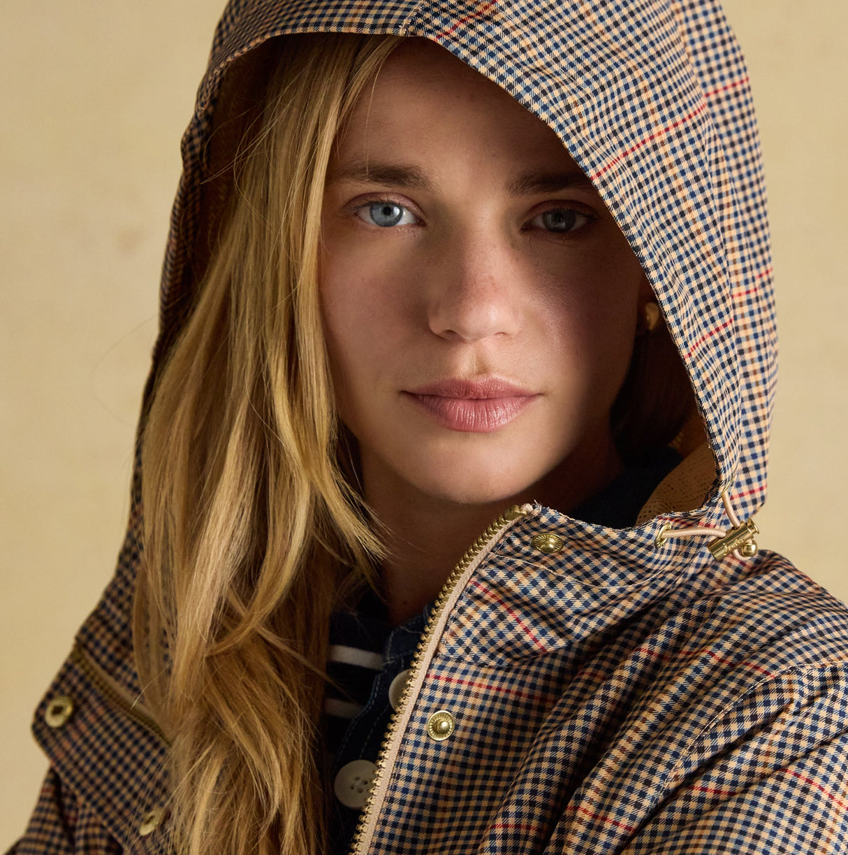 Joules HOLKHAM Waterproof Packable Raincoat With Hood Brown Check