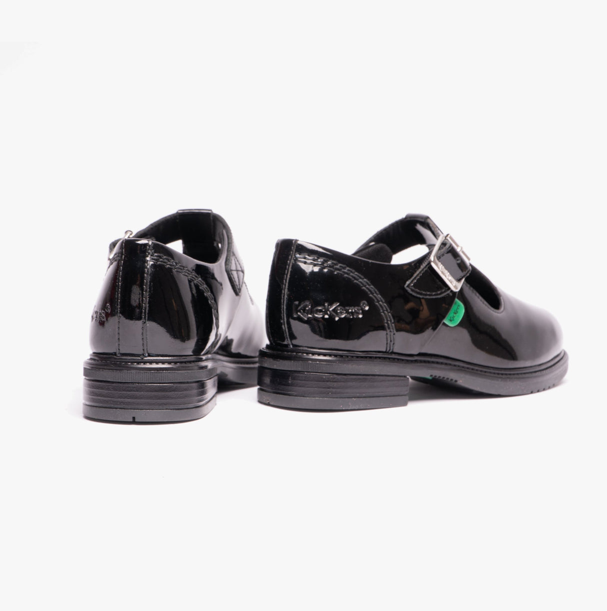 Kickers 116228 LACH T-BAR Girls School Shoes Black Patent