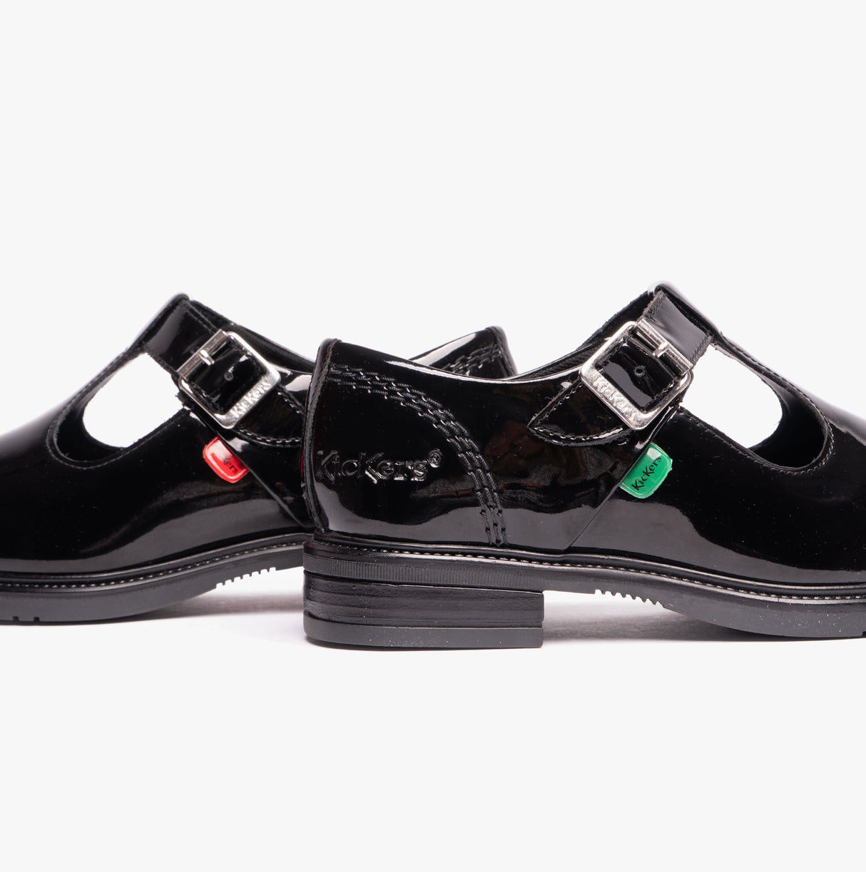 Kickers 116228 LACH T-BAR Girls School Shoes Black Patent