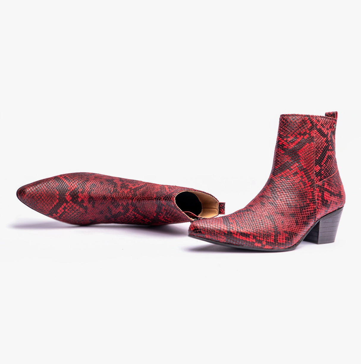 Club Cubano LENNON Mens Cuban Heel Boots Red Snake