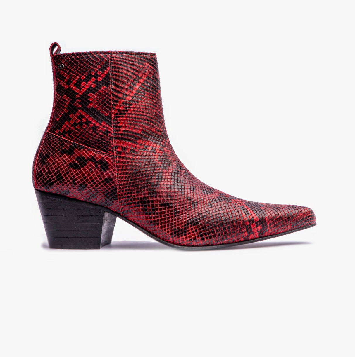 Club Cubano LENNON Mens Cuban Heel Boots Red Snake