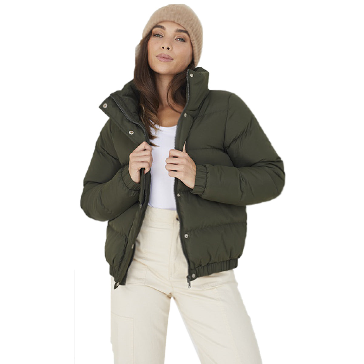 Ladies Brave Soul Slaypeach Puffer Jacket-4