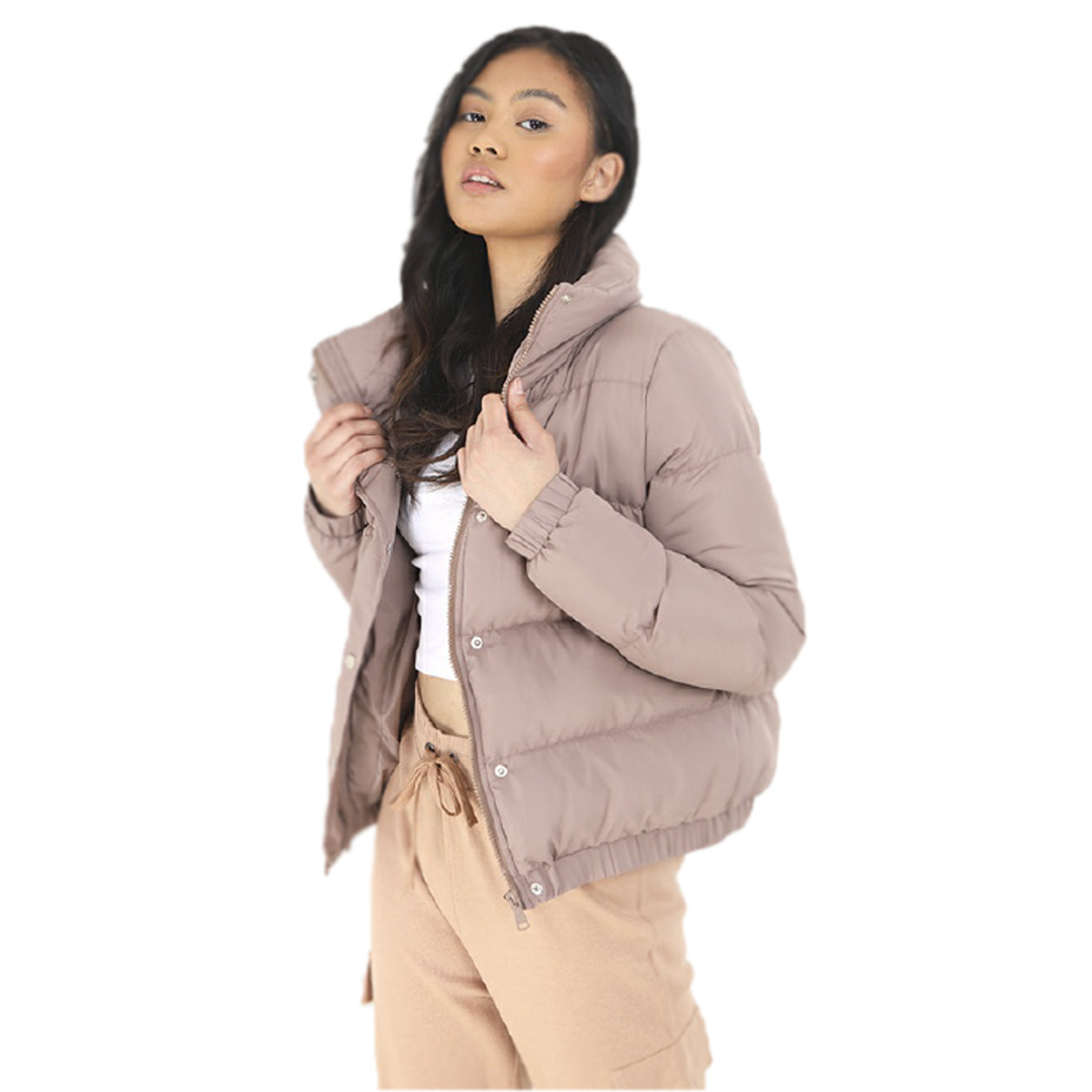 Ladies Brave Soul Slaypeach Puffer Jacket-5