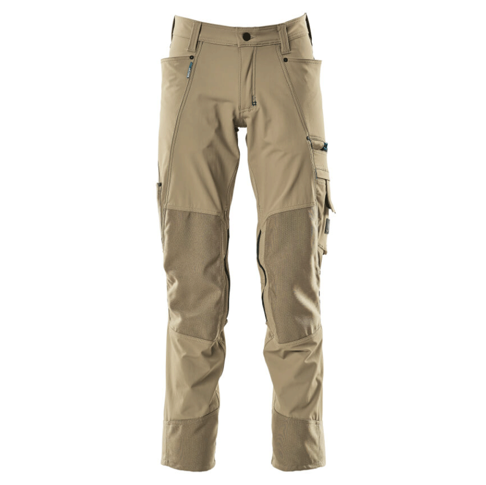 Mascot Advanced 17179 Ultimate Stretch Kneepad Work Trousers Light Khaki, 31" Waist 35" Leg