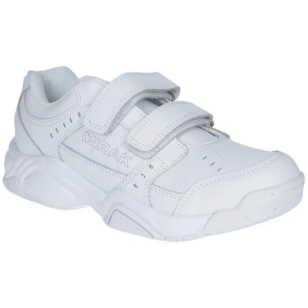 Mirak CONTENDER Touch Fasten Unisex Leather Trainers White