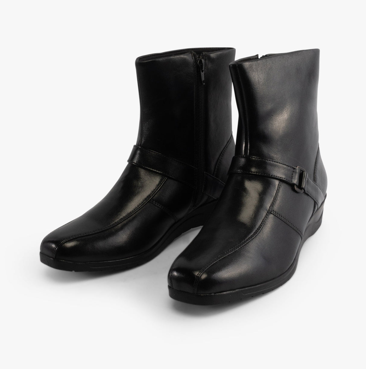 Mod Comfys BERNADETTA Womens Leather Zip Ankle Boots Black