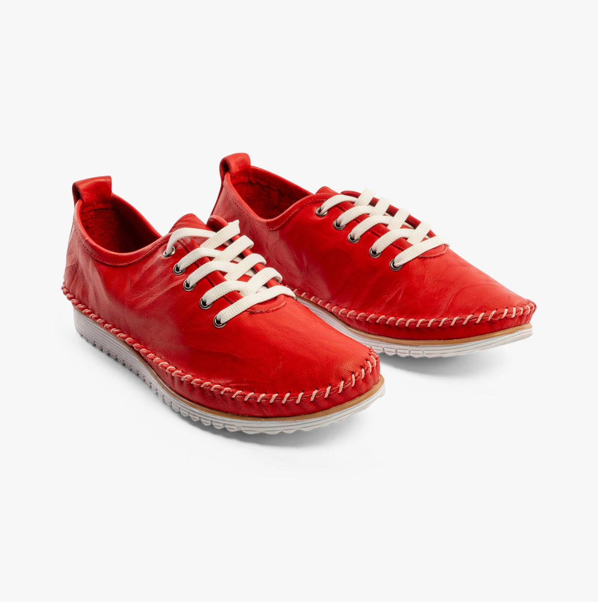 Mod Comfys L988D 5-Eye Lace Womens Leather Shoes Red