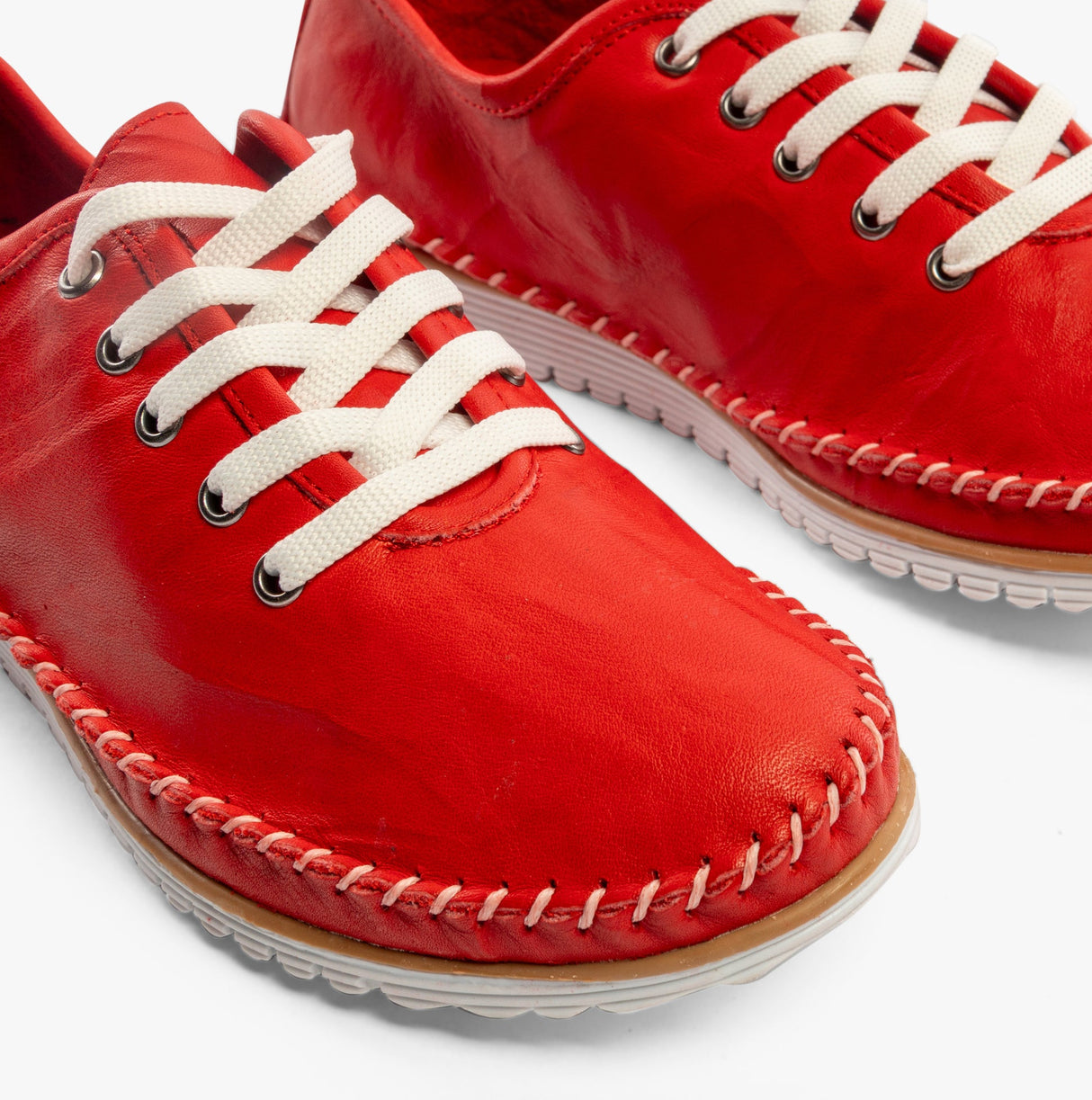 Mod Comfys L988D 5-Eye Lace Womens Leather Shoes Red