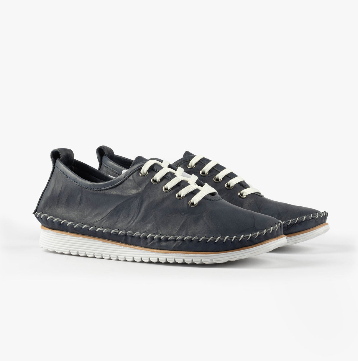Mod Comfys L988NC Womens Soft Leather Lace-Up Shoes Navy