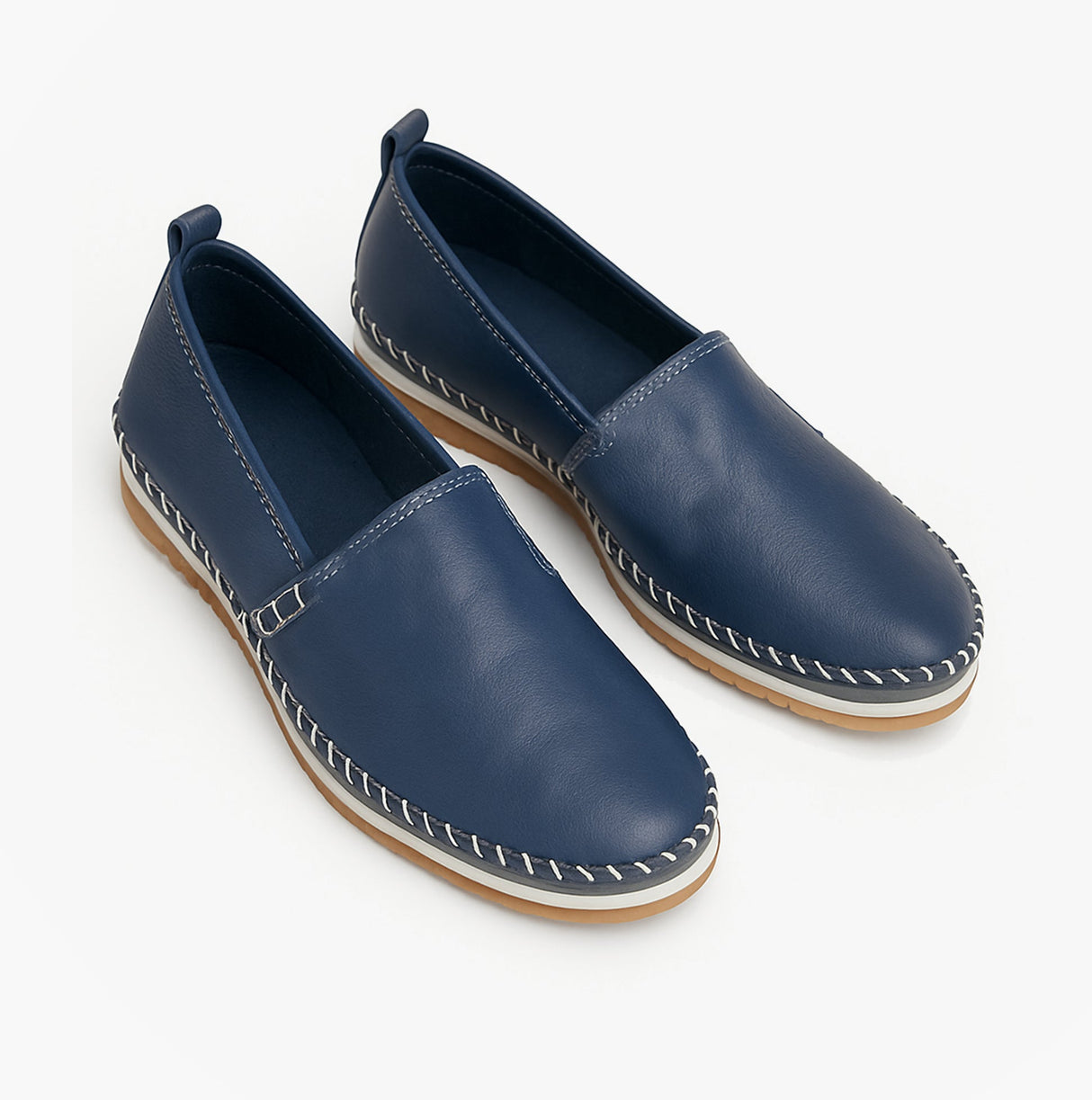 Mod Comfys L990NC Womens Soft Leather Slip-On Shoes Navy