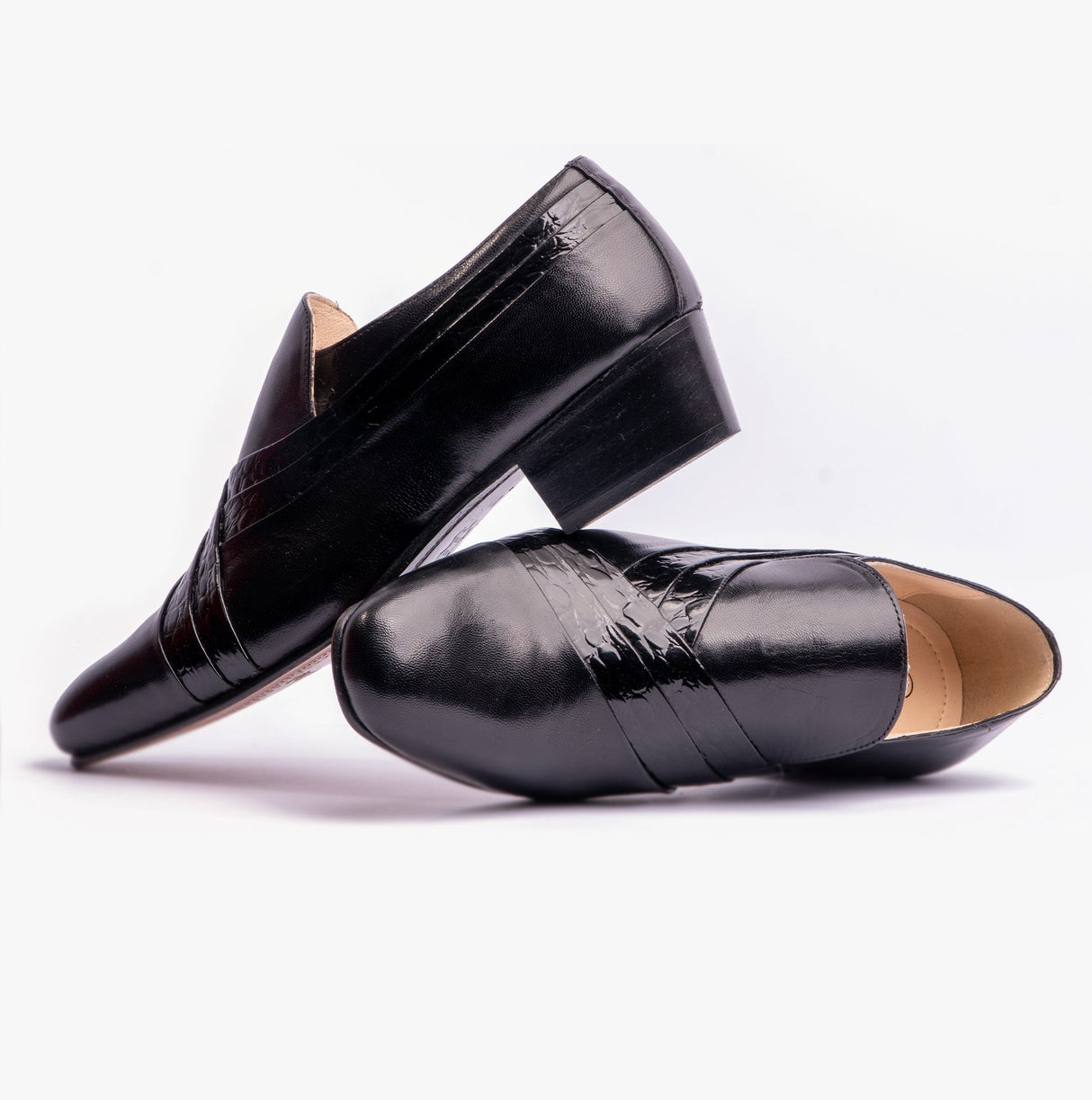 Montecatini PABLO Mens Cuban Heel Reptile Leather Shoes Black