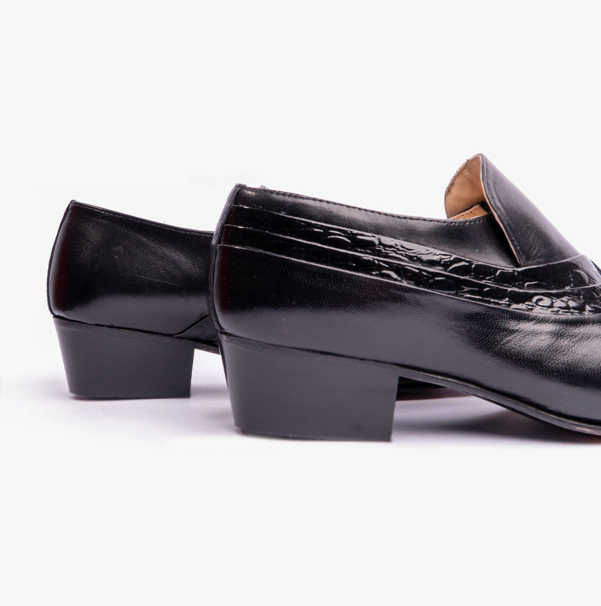 Montecatini PABLO Mens Cuban Heel Reptile Leather Shoes Black