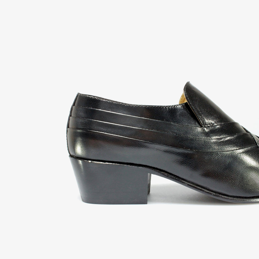Montecatini CARLOS Mens Soft Leather Pleated Cuban Heel Shoes Black