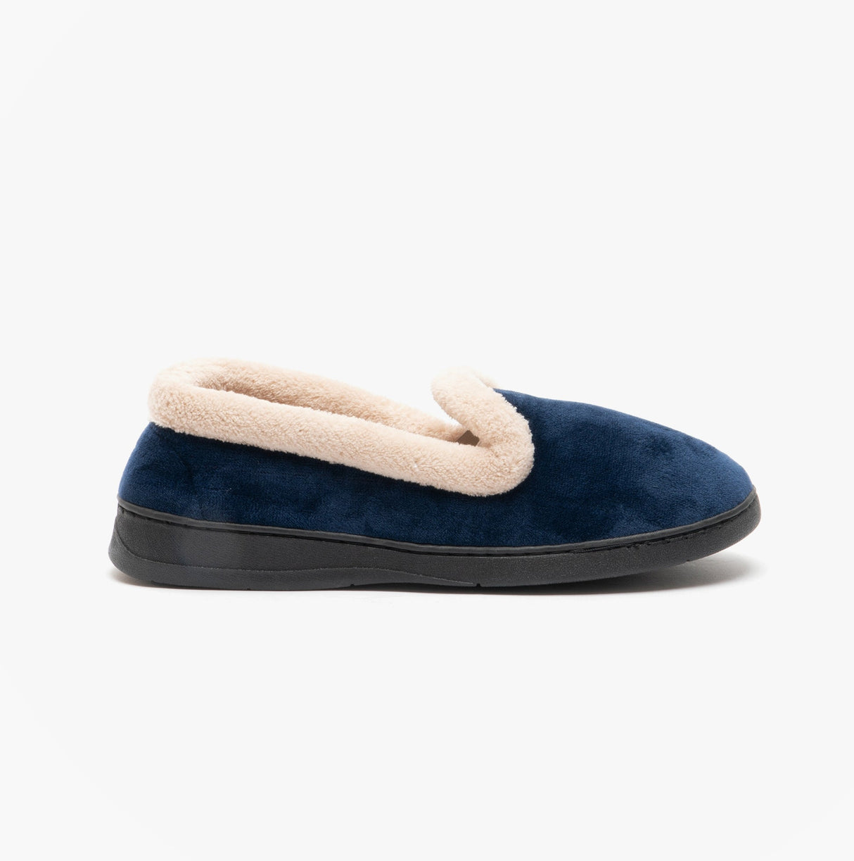 Jo & Joe CASHMERE Womens Velour Full Slippers Navy