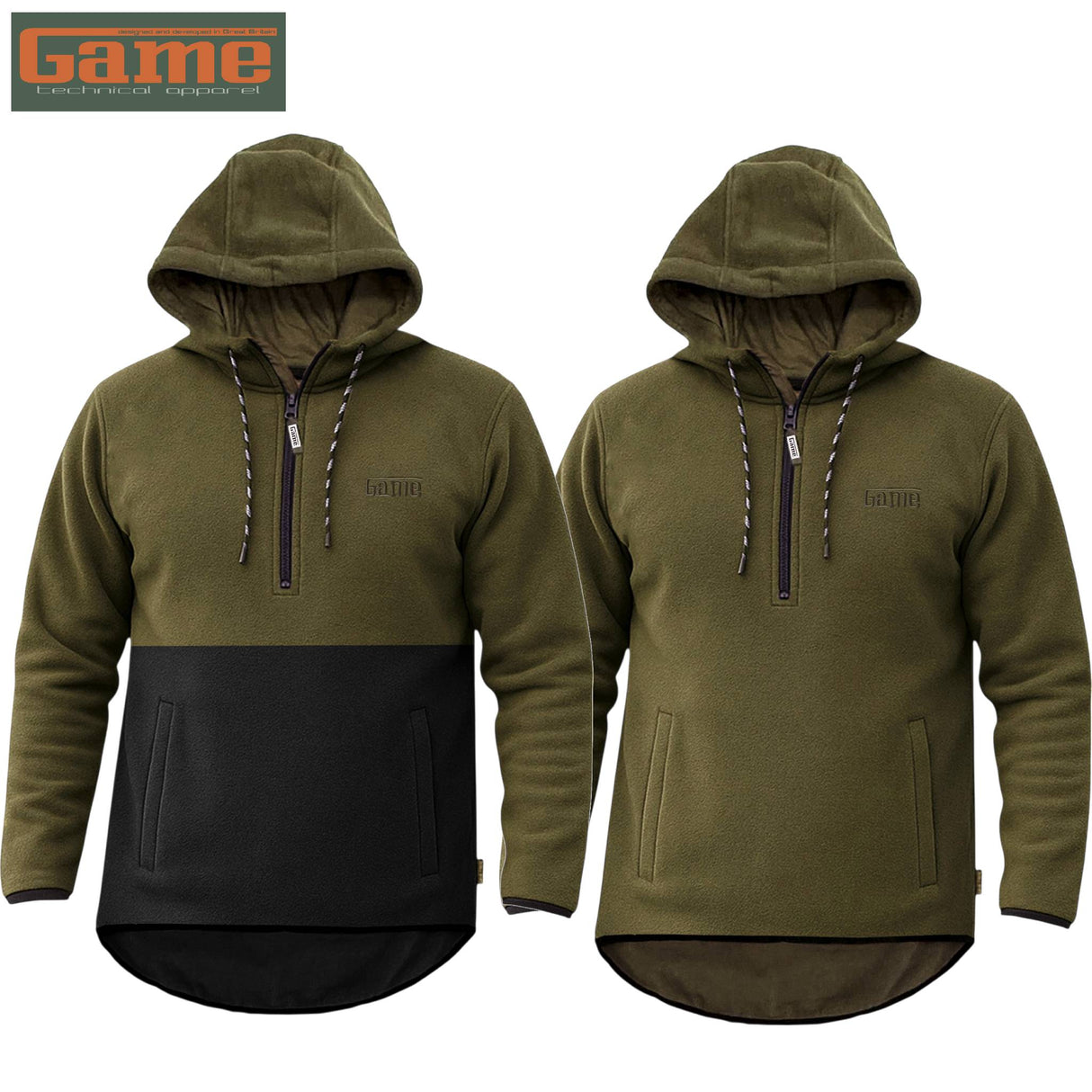 Game Mens Alpine Fleece 1/4 Zip Curved Hoodie