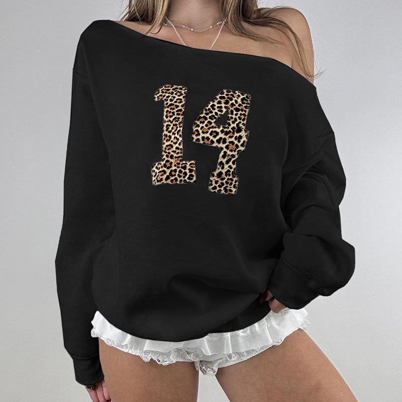 Trendy printed digital patch hoodie for autumn fashion, loose and casual edition, fringed round neck top