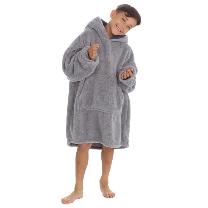OO5 GREY SHERPA KIDS HOODIE 7-13 YEARS