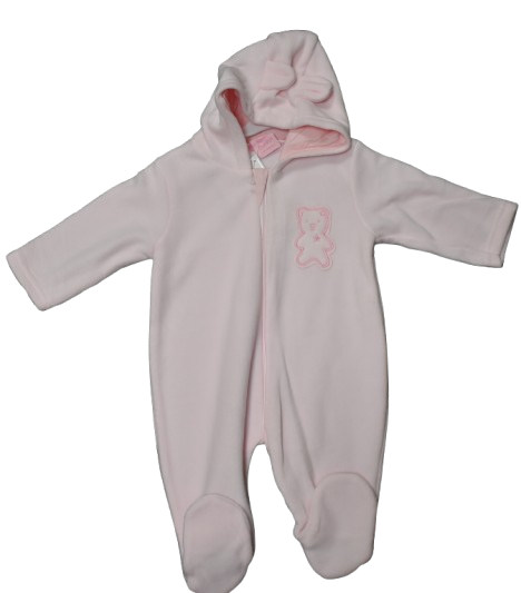 P1035 PINK FLEECE ROMPER WITH EARS