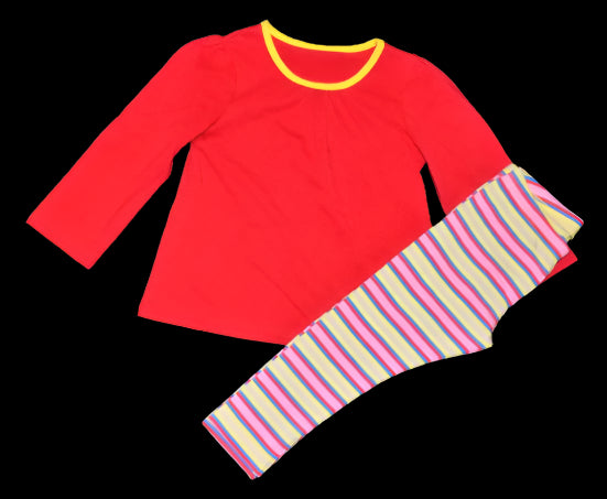 P691 RED STRIPE PLAIN PYJAMAS