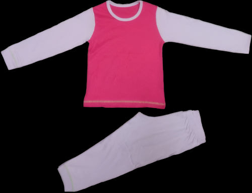 P699 DARK PINK & LILAC PLAIN PYJAMAS 2-3 YEARS