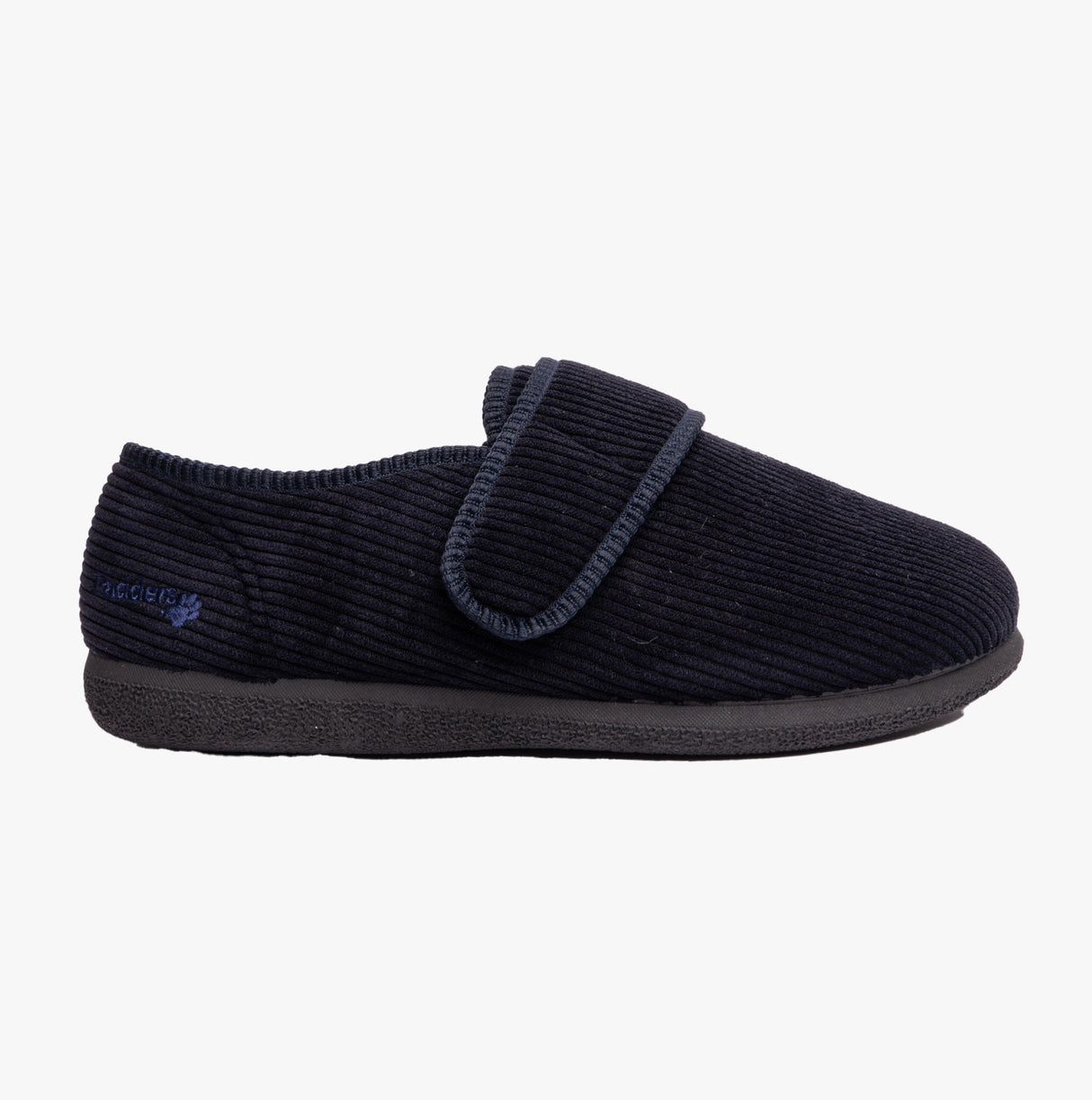 Padders OLIVER Mens Super Wide Touch Fasten Full Slippers Navy