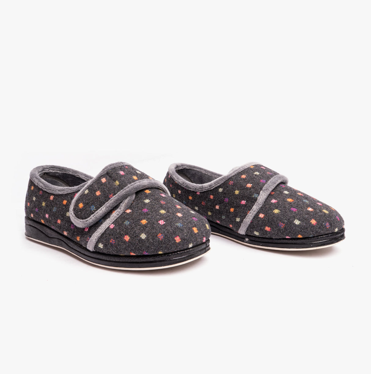 Padders REPOSE Womens (2E Fit) Full Slippers Charcoal