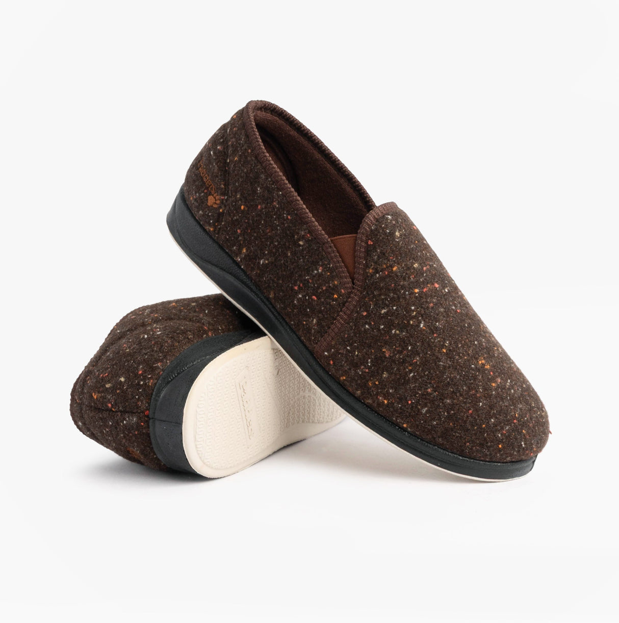 Padders ALBERT Mens (G Fit) Full Slipper Slippers Brown Tweed