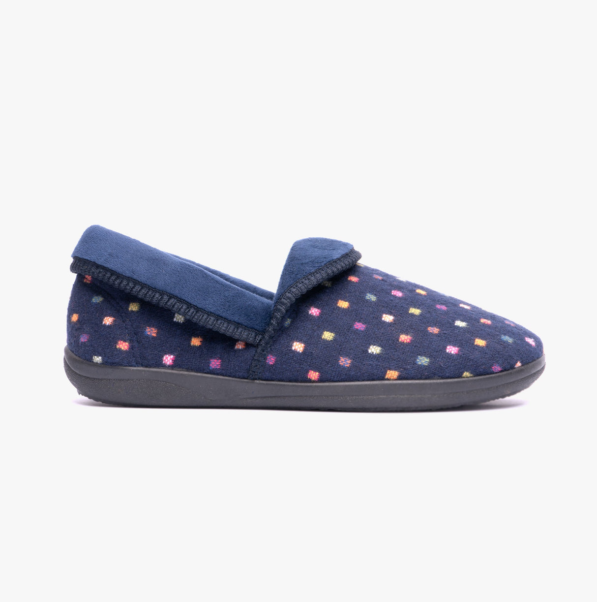Padders MELLOW Womens (2E Fit) Full Slippers Navy Woven Spot
