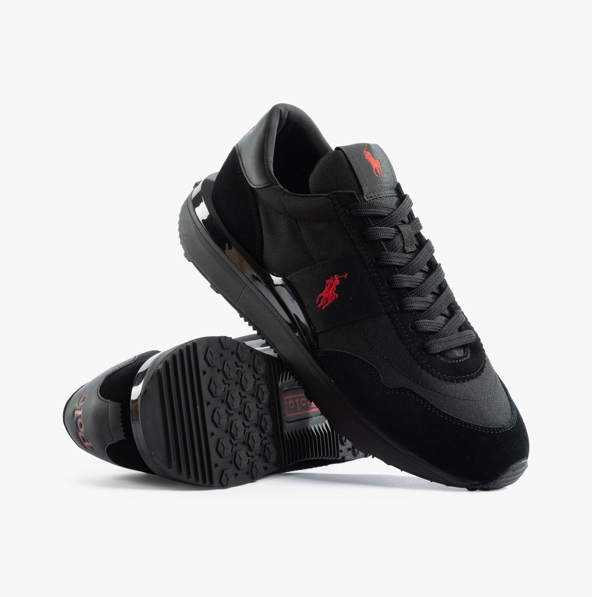 Polo Ralph Lauren TRAIN 89 Mens Trainers Triple Black/Red
