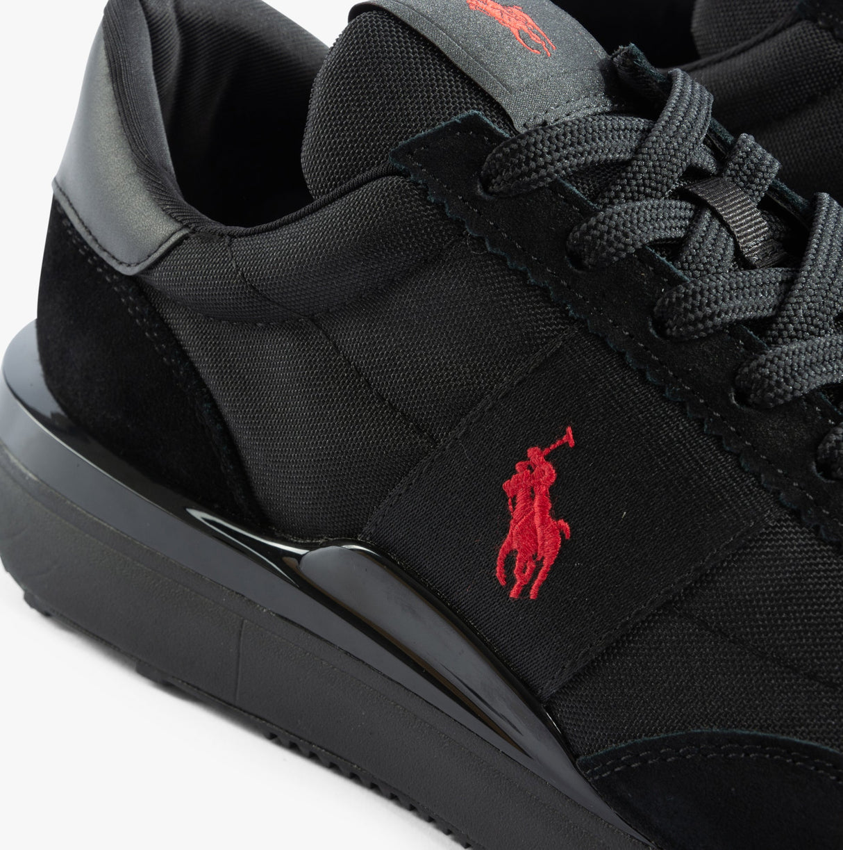 Polo Ralph Lauren TRAIN 89 Mens Trainers Triple Black/Red