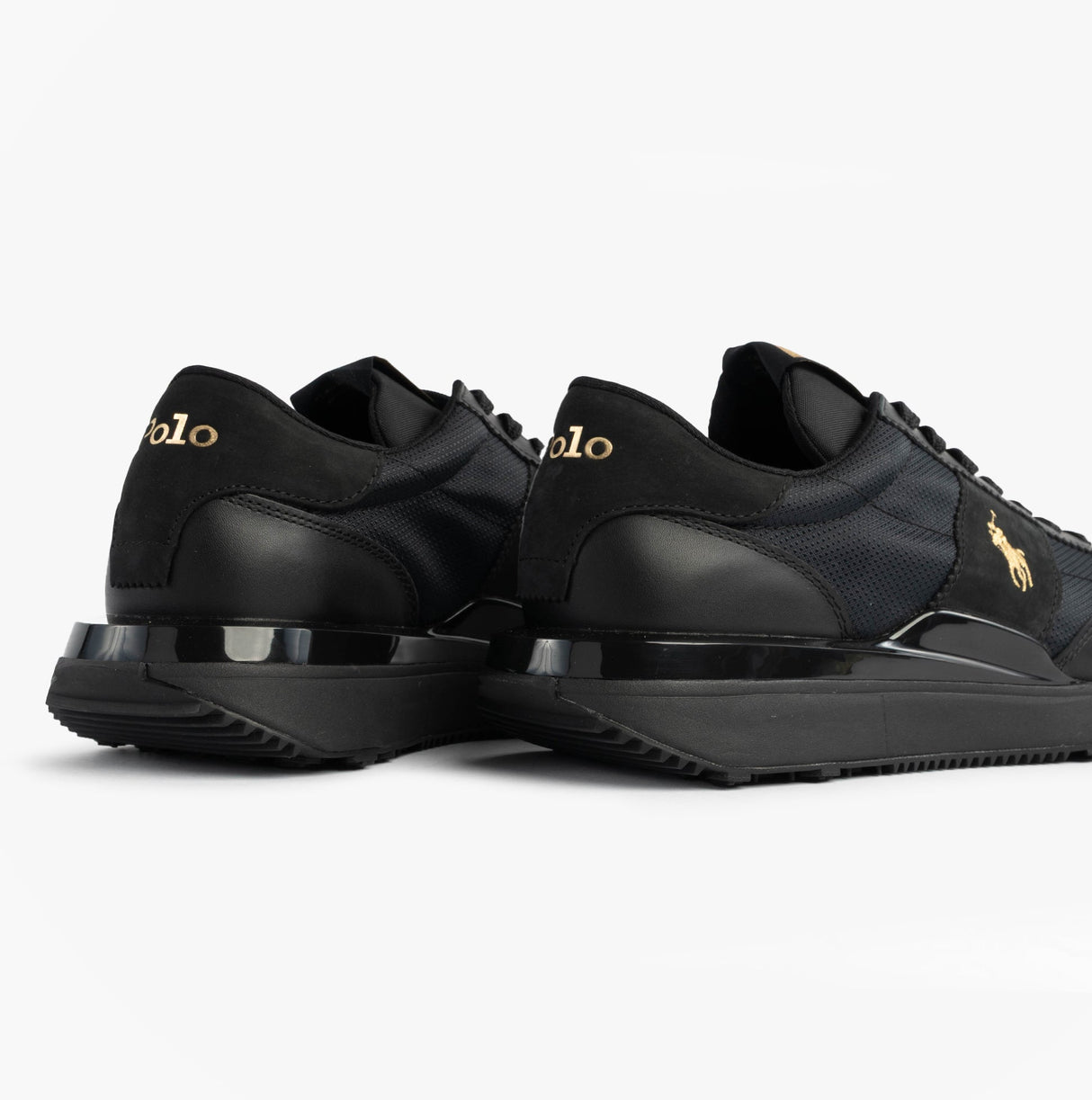 Polo Ralph Lauren Mens Train 89 V2 Lace Up Suede-Panelled Trainer Black