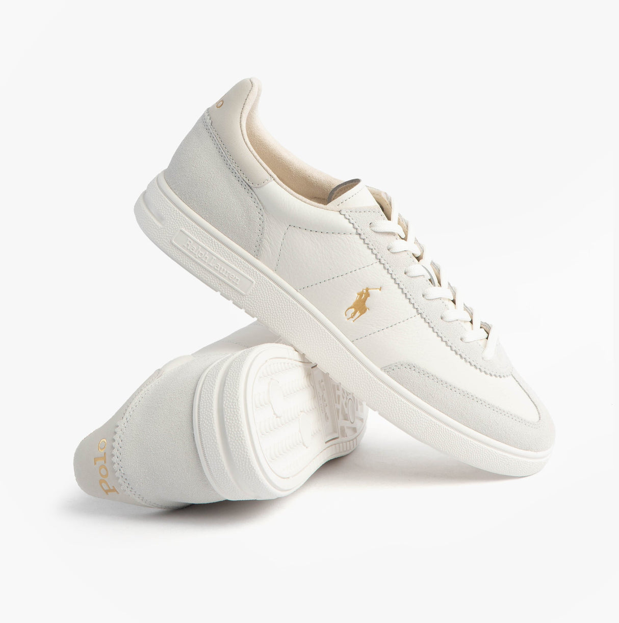 Polo Ralph Lauren Mens Bedford Lace Up Leather-Suede Trainer White