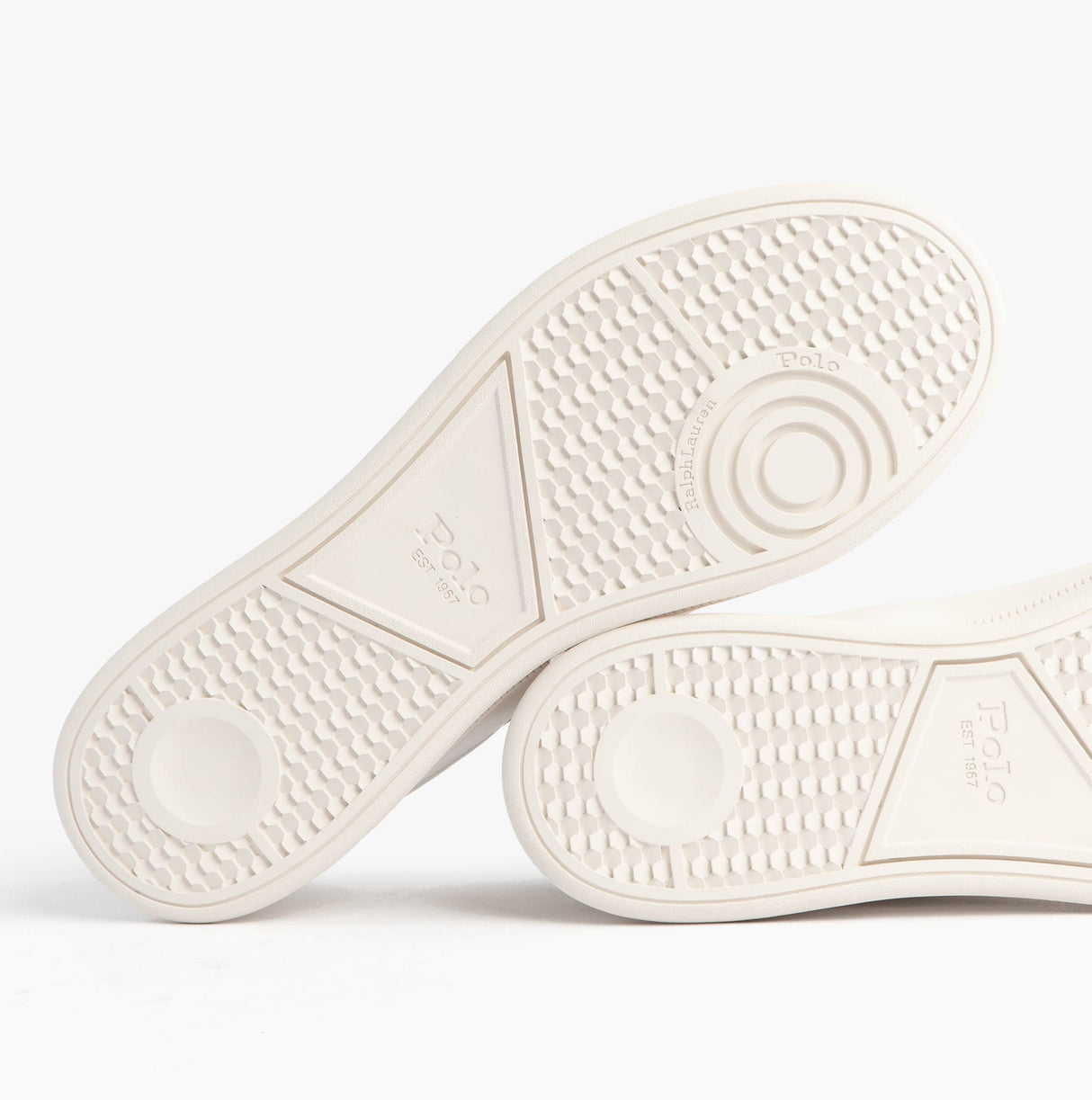 Polo Ralph Lauren Mens Heritage Court II Leather Trainer Off White/Blue