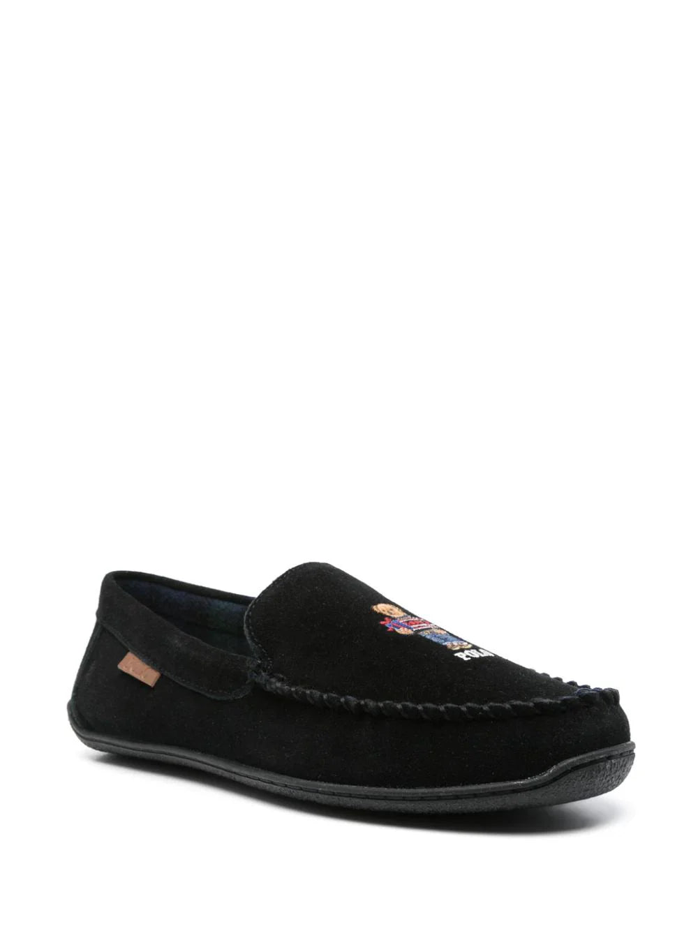 Polo Ralph Lauren BRENAN Mens Moccasin Slippers Black Suede